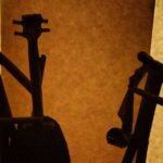 silhouette of a person standing on a ladder, jazz