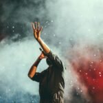 man in gray quarter-sleeved shirt singing, music, chance the rapper