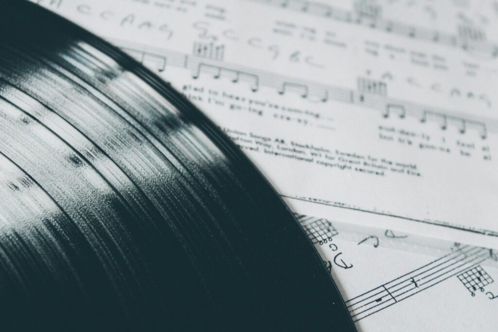 music lyrics near vinyl record, music, love