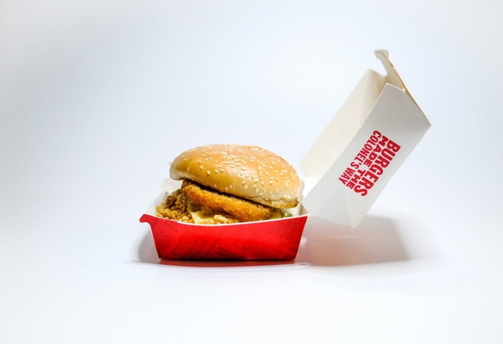 burger with lettuce and tomato, food