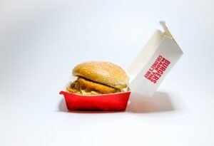 burger with lettuce and tomato, food