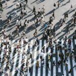 aerial view of people walking on road, society, celebrity, lifestyle, travel, chambersburg